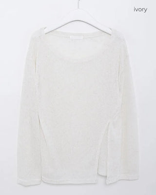 See-through slit round knit