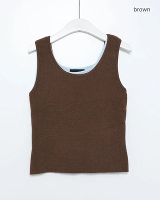 Two-tone layered sleeveless top