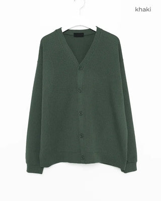 V-neck ribbed cardigan