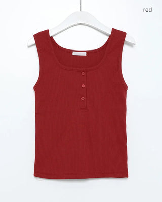 Square neck button sleeveless