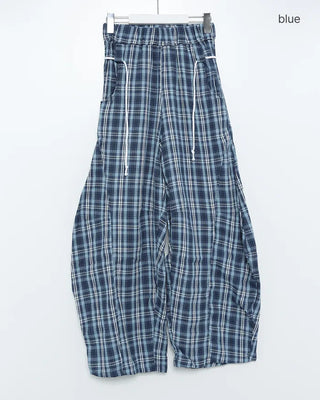 Checked String Point Banding Wide Pants