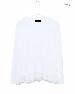 Lace tiered long t-shirt