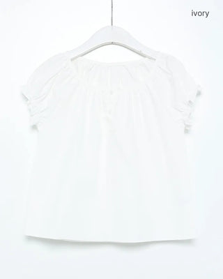 Jewel neck puff blouse