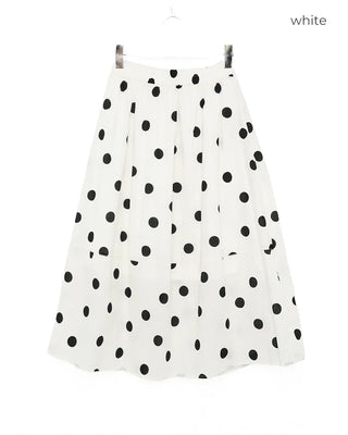 Big polka dot elastic waist long skirt