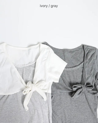 Bolero cardigan & layered T-shirt set