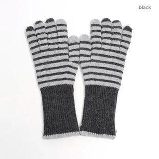 Striped long gloves