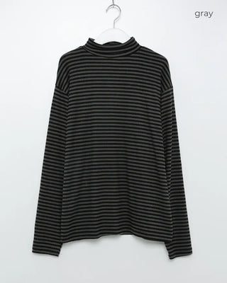 Turtleneck striped long-sleeve T-shirt