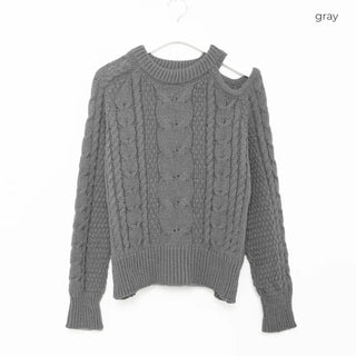 One-shoulder cable knit