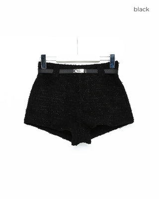 Sequin tweed shorts