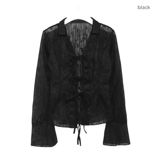 Lace sheer color cardigan