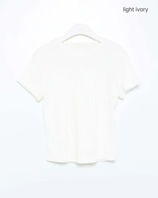 Jacquard cotton rib T-shirt