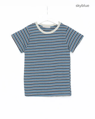 Multi-striped short-sleeved T-shirt