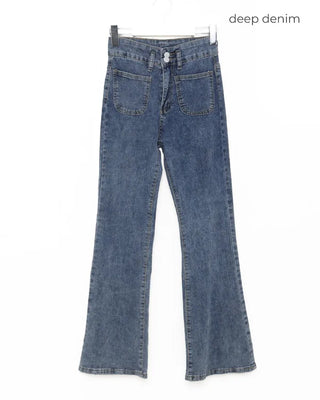 Pocket Flare Fit Denim Pants