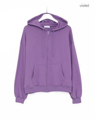 Washed Hooded Zip-Up