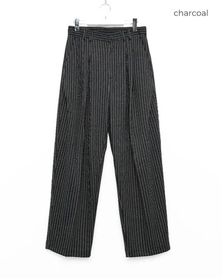 Striped Curved Tuck Slacks