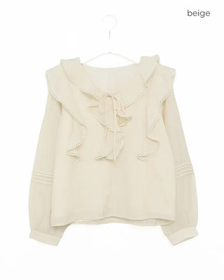 Frilled ribbon blouse