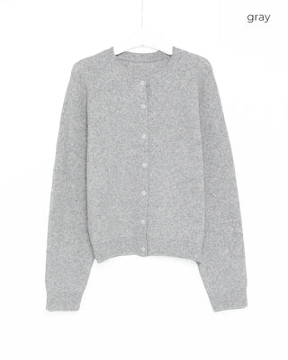 Ribbed crew neck cardigan