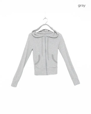 Striped Slim Hooded Parka