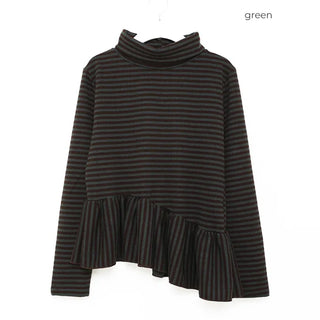 Frilled border turtleneck T-shirt