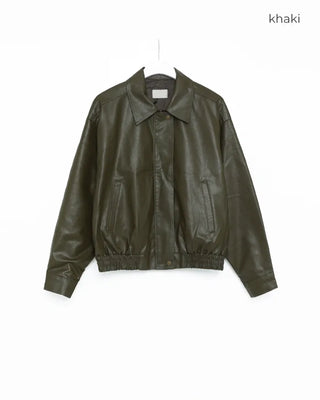Zip-fly leather blouson jacket