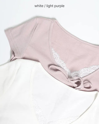 Lace Ribbon Short-Sleeved T-Shirt