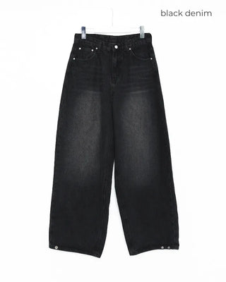Washed balloon denim pants