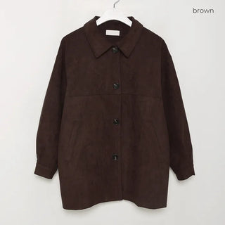 Suede Collar Neck Mid-Length Jacket