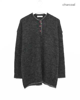 Henley neck stitch knit