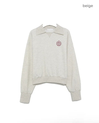 Semi-cropped color sweatshirt
