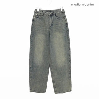 Vintage Wash Wide Denim Pants