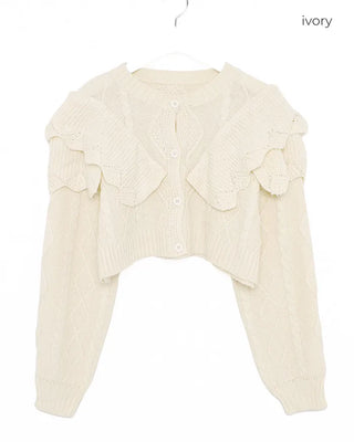 Double ruffle knit cardigan