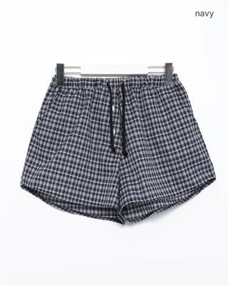 Checked drawstring waist shorts