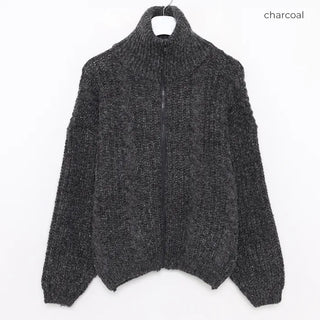 Cable Zipper Cardigan