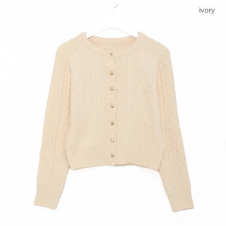 Gold heart button cable cardigan