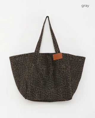 (Unisex) Leopard Big Canvas Shoulder Bag