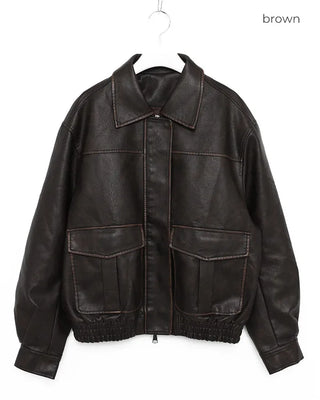 Cargo faux leather jacket
