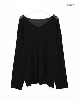 Sheer V-neck knit