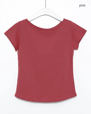 Short-sleeved semi-cropped color T-shirt
