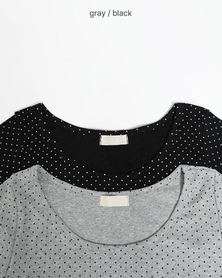 Round neck polka dot half-sleeve shirt
