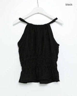 Side Ribbon Shirring Gathered Blouse