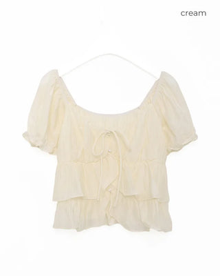 Tiered puff-sleeve blouse