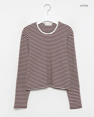Thin striped ribbed cut and sew