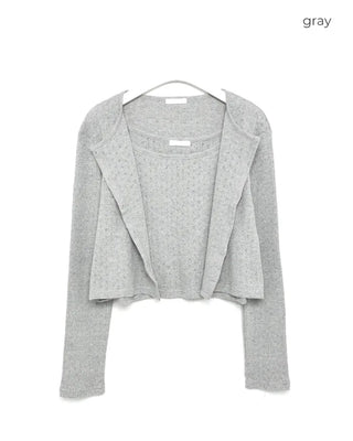 Perforated Sleeveless Cardigan Set