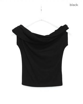 Drape off-shoulder T-shirt