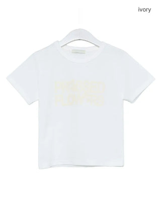 Flower print lettering short-sleeve T-shirt