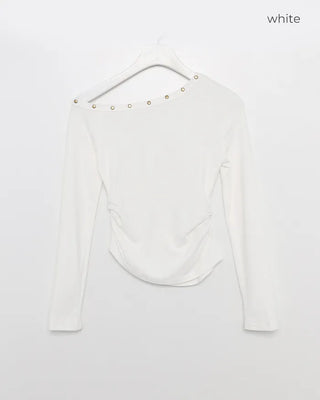 Stud One-Shoulder T-Shirt