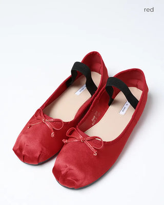 Rubber band satin ballet flats