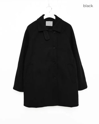 High-neck button-up half coat