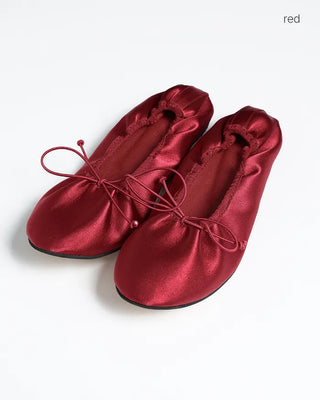 Satin gathered heel flat shoes