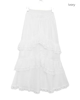 Tiered slit long skirt
